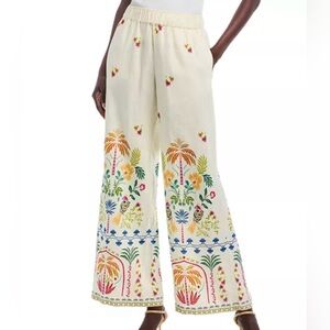 NWT $225 Johnny Was Women’s 100% Linen Wide Leg Pants Size XXL White Boho